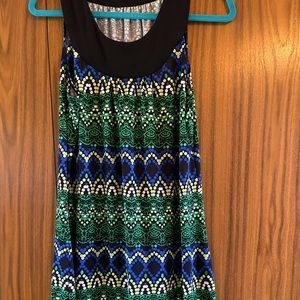 Multi colored sleeveless dress. Stretchy